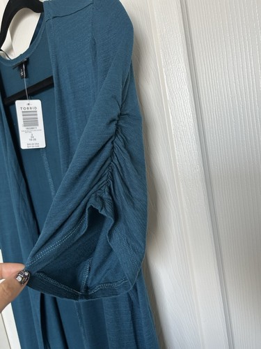 Torrid Cardigan 2X Duster Fit N Flare Short Sleeve Long Lightweight Sweater NWT - 第 4/6 張圖片