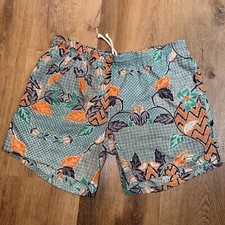 Jantzen Swim Trunks Mens Large Shorts Vtg 70s Peacock All Over Print Mod Playboy