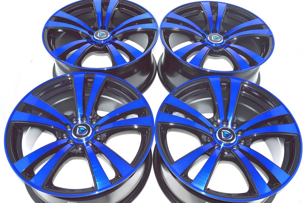 Blue 4wd Rims Set of 4 New 17x7.5 DDR R10 Black/Polished Blue 17