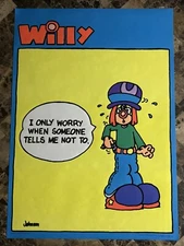 28 X 20 BLACKLIGHT POSTER WILLY WORRY PRO ARTS LARRY JOHNSON 1980 VELVET FLOCK
