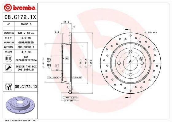 2X Brembo 08.C172.1X Bremsscheibe FüR Hyundai KIA-image