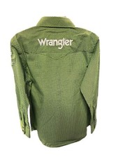 Boy's Wrangler Logo Green Print Snap Shirt