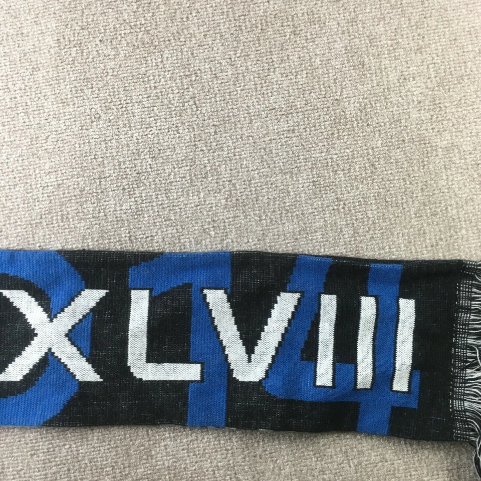 NFL Super Bowl XLVIII Bufanda Hombres Mujeres 62'X7' Negro Azul Flecos 2014 Fútbol Foto 4 de 4