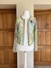 Marc Cain Object Of Love Green Floral Light Jacket / Cardigan Uk 12