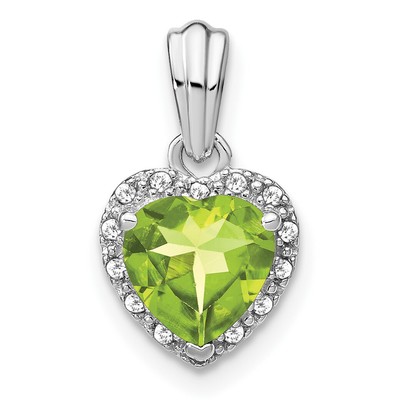 Lex & Lu Sterling Silver Peridot and Diamond Pendant LAL3555