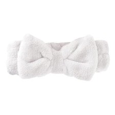White Plush Bow Spa Polyester Headband One Size Fits Most Pack of 4