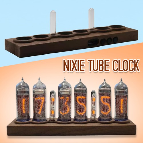 6-position IN14 glow tube 3231 clock circuit board DIY black walnut kit - Picture 6 of 16