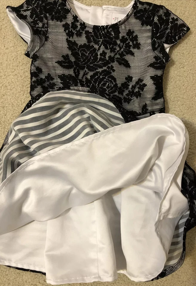 TCP Talla 4 Niñas Manga Corta Negro Encaje Ajuste y Acampanado Ocasión Especial Vestido PASCUA Foto 3 de 4