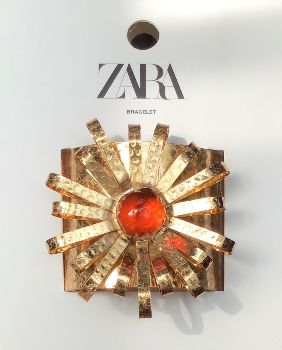 NWT ZARA Resin Flower Bracelet Gold-Colored/Red 4736/039 | eBay