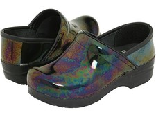 dansko professional petrol patent leather clog