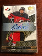 2018 UD Team Canada Juniors .. Jersey Autograph ..COLE FONSTAD.. 135/199