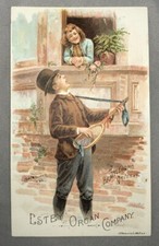 c1890 ESTEY ORGAN Tennis Serenade BRATTLEBORO VT Victorian Advertisng TRADE CARD