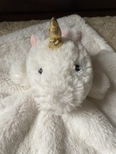 Unicorn Lovey Baby Security Blanket White Pink EUC Fluffy
