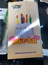 Novelty Place Blue Plush Happy Birthday Cake Hat - Unisex Adult