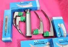 NEW Fiberoptic Laryngoscope Mac  EMT Anesthesia Combo SET 4 BLADES 1 HANDLE