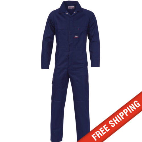 DNC workwear Mens CottonDrill Coverall Overalls Safety Tradie Mechanic +FREEpens - Picture 1 of 3