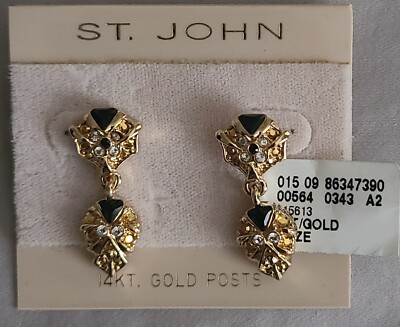 Vintage St. John 14K Gold Post Drop Statement Ohrhänger 