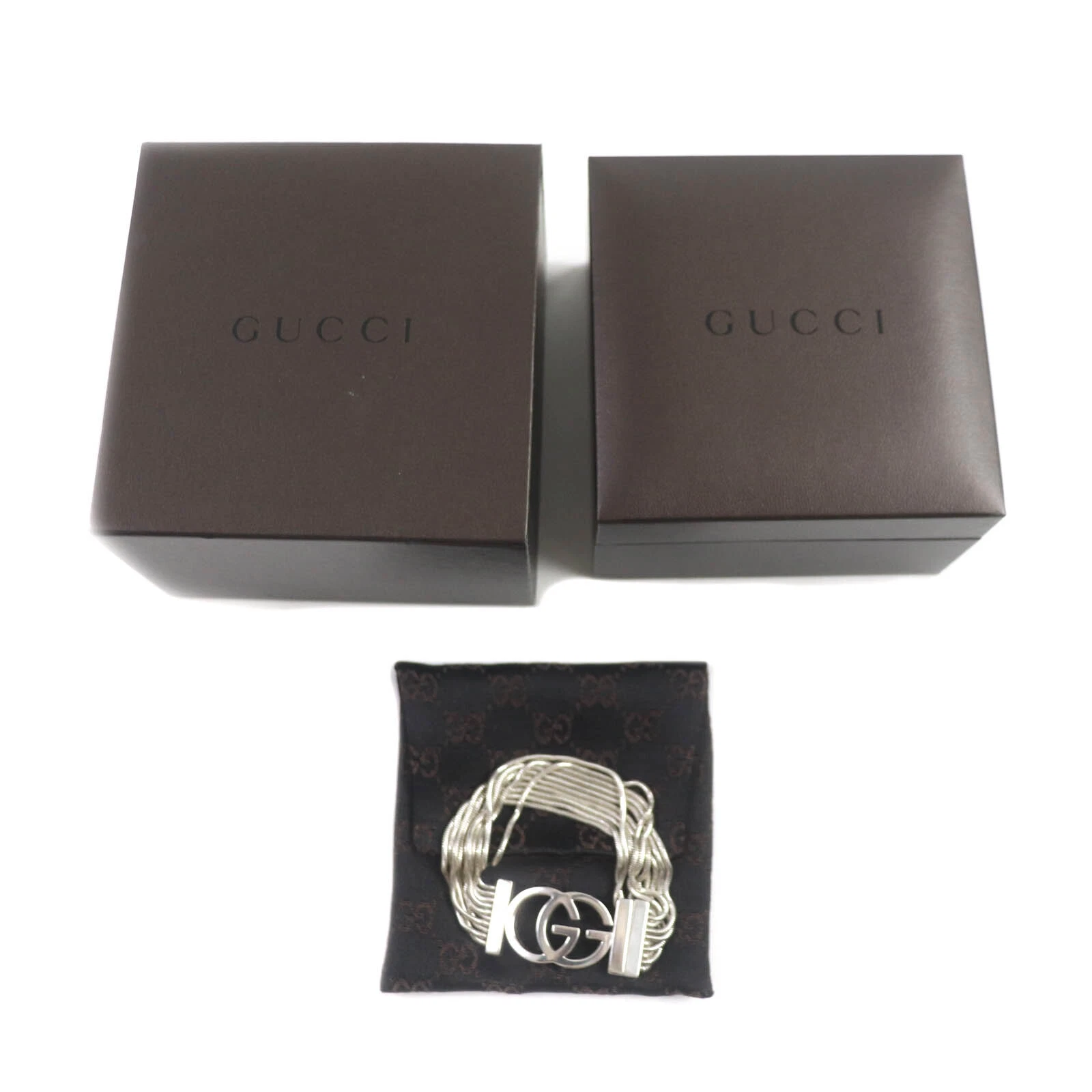 Ancien Bracelet Gucci 90S 10 Chaînes SV925 Argent avec Boîte Sac Rangement Bijoux Unisexe