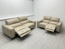 Furniture Village ‘New York’ 3 + 2 Seater Electric Vanilla Leather Sofas
