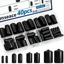 smseace 40pcs Rubber End Caps - 4 Sizes (1/8", "1/4", 3mm,6mm,9mm,12mm, Black