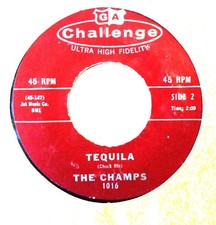 CHAMPS -TEQUILA b/w TRAIN TO NOWHERE - ORIG 1958  INSTRUMENTAL -45 RPM NEAR MINT