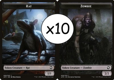 Rat \ Zombie Token x10 Lot - #05/09 - Forgotten Realms - NM-LP MTG