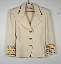 ST JOHN JACKET GOLD BUTTONS KNIT SZ 10 AND SKIRT