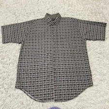 American Blue Men’s Cotton Woven Pattern Button Down Short Sleeve Shirt Size L