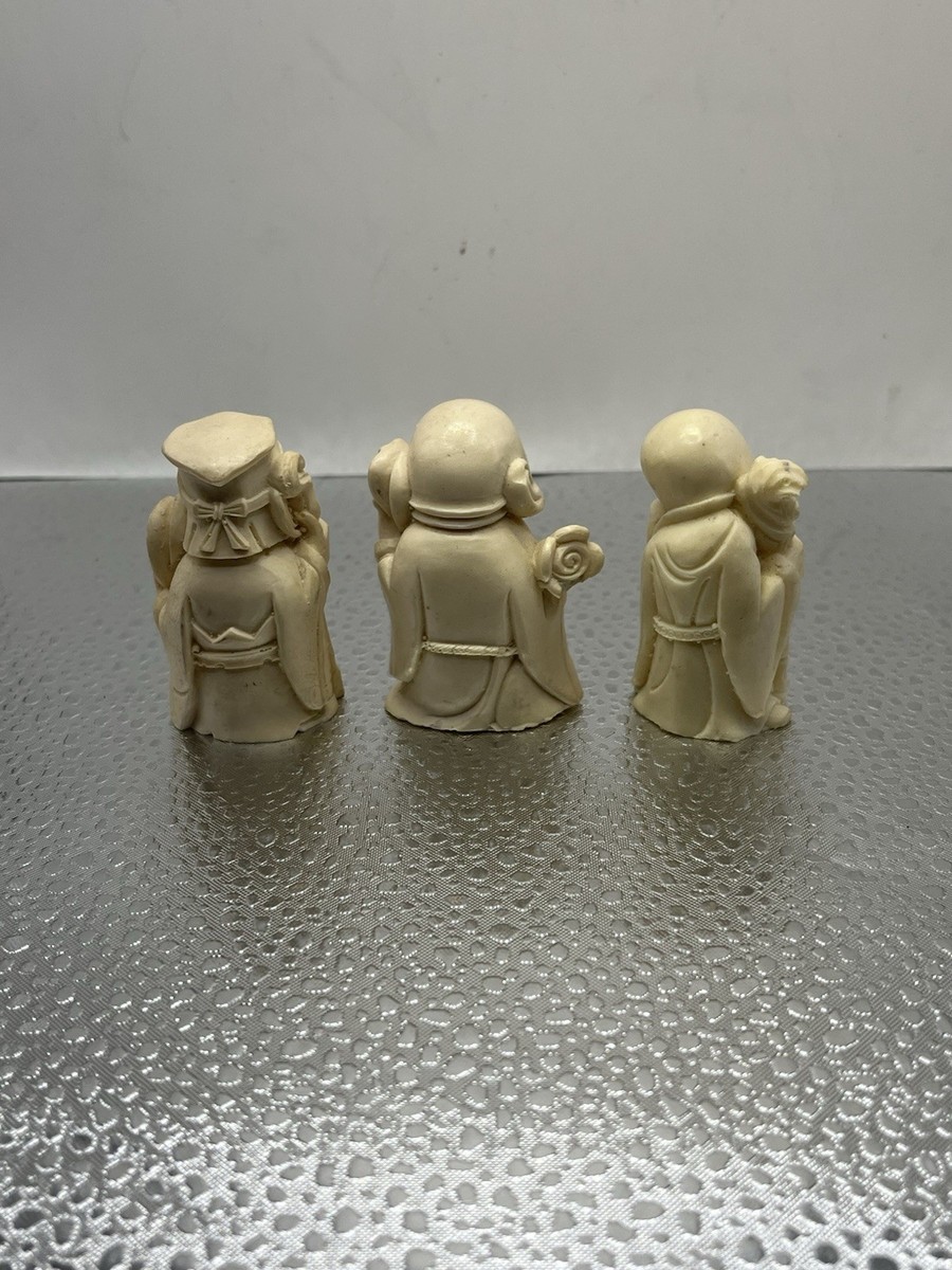Chinese FENG SHUI 3 Wise Men Figurines Fuk Luk Sau, Luck, Fame