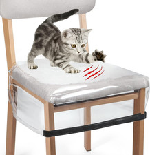 6 Pack Plastic Chair Covers for Dining Room Chairs, Stain, Water and Kitty Scrat