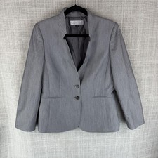 Tahari Arthur S. Levine Blazer Womens 10 Gray Collarless Lined Pockets