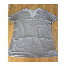 Figs Woman's Large Catarina One-Pocket Scrub Top Graphite