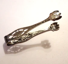 VTG Web Silver Claw Pierced Handles Sugar Tongs Sterling Pickles Relish 3-3/8"