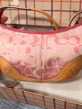 Vintage Y2K Coach OpticPink Signature Monogram Demi Hobo Bag Canvas Leather 1850