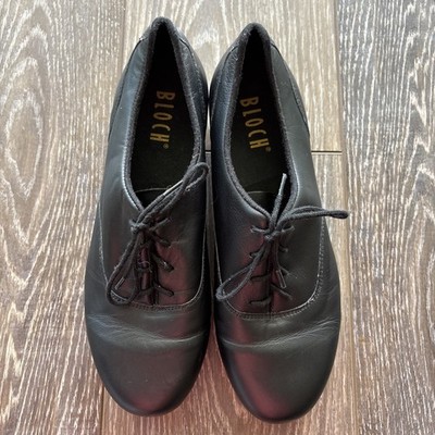 Bloch Ladies Size 8.5M Shockwave #1 Leather Tap Shoes Black Lace up