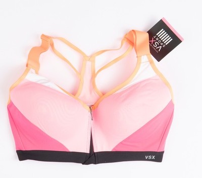 Victoria s Secret VSX Incredible Front-Close Sport Bra 32D Pink Orange Support