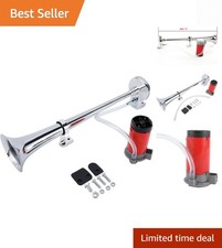 12v Single Trumpet Air Horn Chrome Compressor Super Loud 150db For Truck Lo...