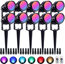 10W RGB LED Color Changing Outdoor Spotlights with Remote - 10 Pack