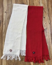 Polo Ralph Lauren Wool Blend Red White Knit Scarf 8" Wide One Size 7-16 Lot
