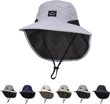 Kids Sun Hat with Neck Flap UPF 50 UV Protection Wide Brim Breathable Fishing S