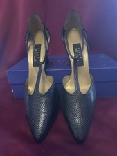 Navy Vintage Stuart Weitzman Pointy Tie Women's Leather 8M Heels