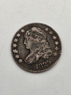 1825 Capped Bust Dime 10C US Silver Coin Philadelphia Mint Fine Vintage 2.6g