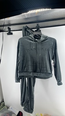 Danskin Velour Hoodie & Sweatpants Set Gray Women's L