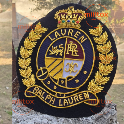 #ad 4x 2 Each Vintage Hand Embroidered Bullion Wire Blazer BadgeRoyal Crest $60.00