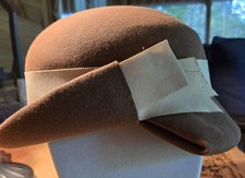 Womens Ladies 1940s Stetson Brown Felt Hat Size 22 1/2 Vintage Made In USA