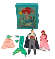  Tyco Little Mermaid  Eric & Ariel Doll Case Dinner Set Accessories Vintage 90's