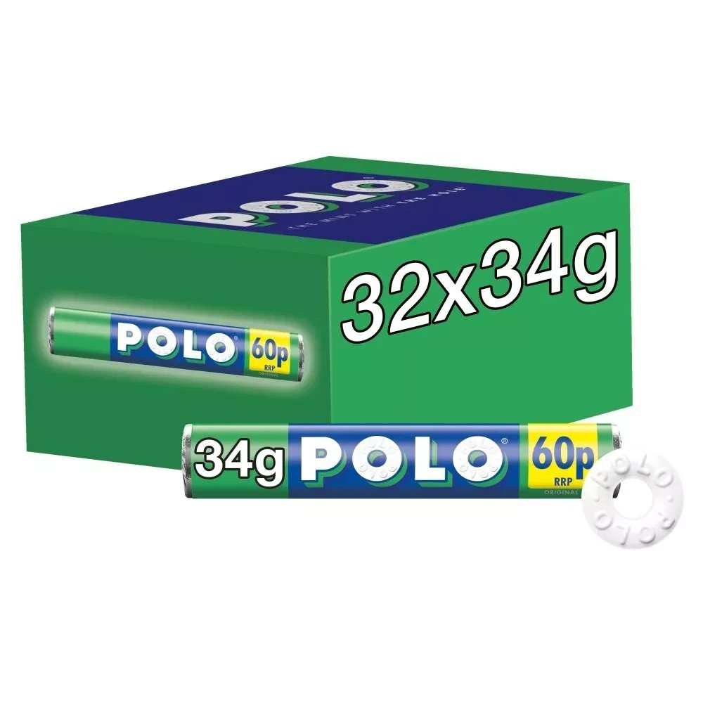 NESTLE POLO Mints Box of 32 Rolls of 34g Tubes (Polo Original)