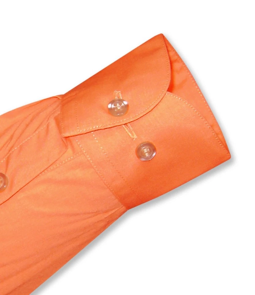 Мужская однотонная рубашка ЖЖЕНОГО ОРАНЖЕВОГО цвета с трансформируемыми манжетами размер 15 1/2 34/35 - Изображение 3 из 4