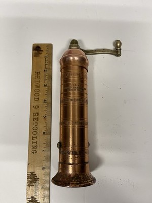 Atlas Imports Tall Copper & Brass Pepper Mill Grinder Made In Greece 8 Inches