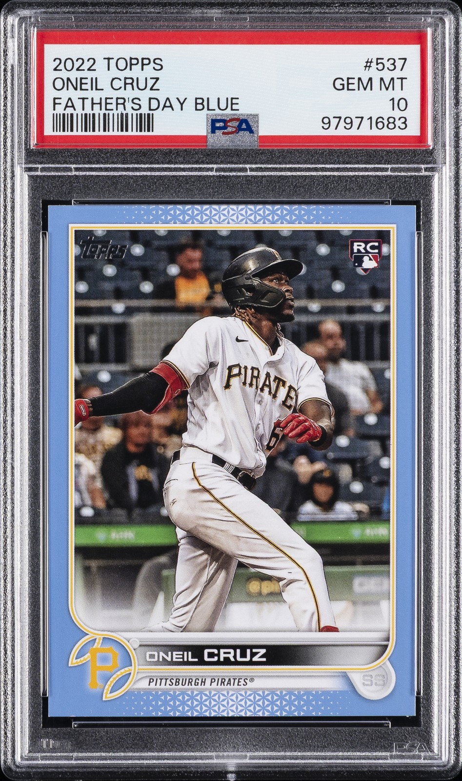 2022 TOPPS FATHER'S DAY BLUE #537 ONEIL CRUZ ROOKIE RC 18/50 PSA 10